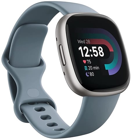 Fitbit Versa 4 Fitness Smartwatch - Waterfall Blue/Platinum, B